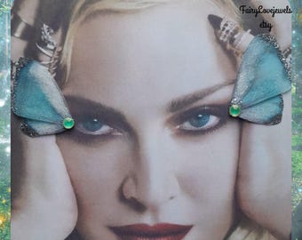 Fairy butterfly wing silk face eye decor gem jewel, bindi, festival woodland forest face decor, third eye,bridal, fairy costume accessory