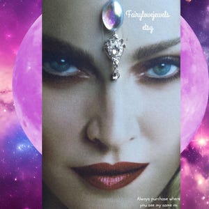 Princess crystal bindi,tribal fusion bindi, third eye bindi, reusable, boho festival face decor jewels gem, bridal, bellydance bindi,