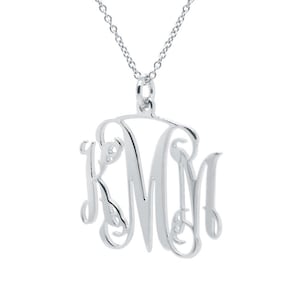 3 Initials monogram necklace - 1 inch any initial silver monogram necklace in 925 sterling silver NICKEL FREE