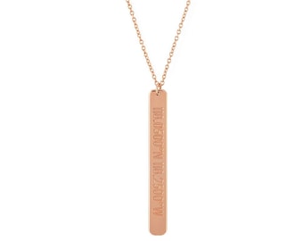 Latitude Longitude Coordinate 2 inch Vertical Bar Pendant Necklace in 18k Rose Gold Plated 925 Sterling Silver NICKEL FREE