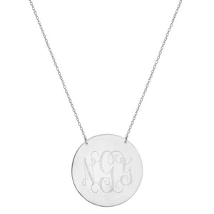 Gegraveerde 5/8 &quot; schijf Monogram ketting - personaliseren zilveren monogram ketting in 925 sterling zilver NIKKELVRIJ