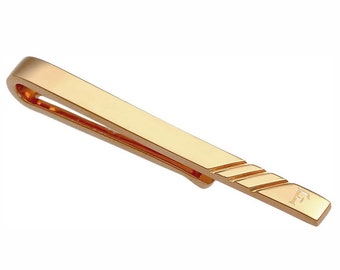 Personalized Tie Clip, Custom Engraved Tie Clip in 925 Sterling Silver, Yellow / Rose Gold Plated, Solid 14k Yellow, Rose, White Gold