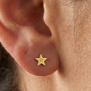 Personalized Tiny Initial, Alphabet Stud Earrings In Yellow Gold Over Sterling Silver, NICKEL FREE