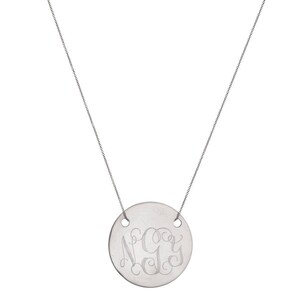 Engraved mini disc 1/2&quot; Monogram necklace - personalize monogram necklace 925 sterling silver NICKEL FREE