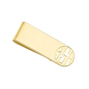 Fermasoldi con iniziali circolari personalizzate in argento Sterling 925 placcato oro giallo 18k, il miglior regalo per il papà, realizzato su misura SENZA NICHEL