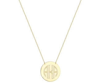 Engraved mini block 1/2&quot; Monogram necklace - personalize 3 initials gold monogram necklace in 18k yellow gold plated 925 silver NICKEL FREE
