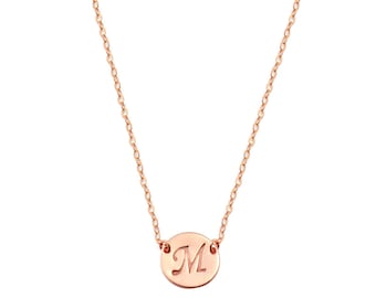 Initial Necklace Rose Gold Disc Necklace, Personalized Jewelry, 1/2" Disc, 18k Rose Gold Plated 925 Sterling Silver NICKEL FREE