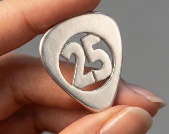 Personalized Two Numbers Guitar Pick In 925 Sterling Silver - Custom Numbers Gift for Musicians - Engraved Anniversary Gift for Him