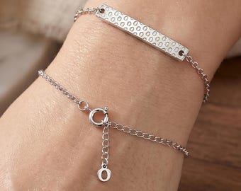 Personalized 925 Sterling Silver Double Wrap Bar Bracelet • Custom A-Z Initial • 14k Gold Plated • Layered Look