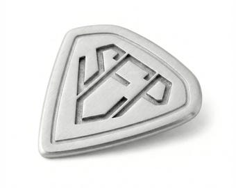 Personalized Monogram Initials, Iconic Diamond-Shaped Pentagon Guitar Pick In 925 Sterling Silver - Anniversary Gift for Him, Musicians