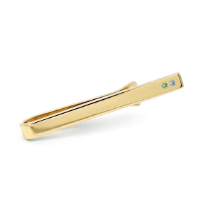 Personalized Birthstone Tie Bar With Whale Tail | 925 Sterling Silver, Yellow & Rose Gold Plated | Mirror Finish