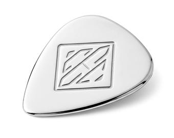 Personalized Diamond Monogram 3 Initials Guitar Pick In 925 Sterling Silver - Anniversary Gift for Him, Musicians