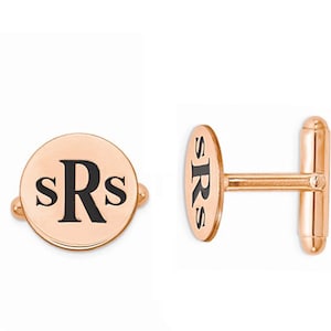 Custom Engraved Wedding Monogram 18k Rose Gold Plated 925 Sterling Silver Cufflinks, Personalized Cufflinks, Groom Cufflinks, NICKEL FREE