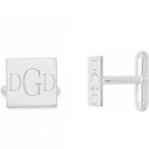 Monogram 925 Sterling Silver Cufflinks, Personalized Cufflinks, Custom Engraved Wedding Cufflinks, Groom Cufflinks, NICKEL FREE