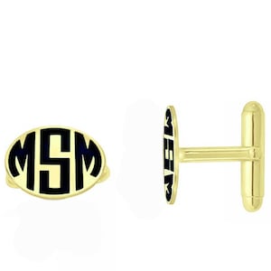 Custom Engraved Wedding Monogram 18k Yellow Gold Plated 925 Sterling Silver Cufflinks, Personalized Cufflinks, Groom Cufflinks, NICKEL FREE