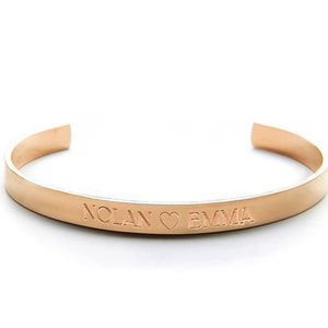 Custom Made Two Name With Heart Bracelet, Initial Bracelet in 18k Rose Gold Plated 925 Sterling Silver  NICKEL FREE