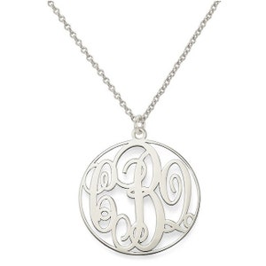 Initialen monogram ketting - 1 &quot; elke eerste zilveren monogram ketting in 925 sterling zilver NIKKELVRIJ