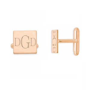 Custom Engraved Wedding Monogram 18k Rose Gold Plated 925 Sterling Silver Cufflinks, Personalized Cufflinks, Groom Cufflinks, NICKEL FREE
