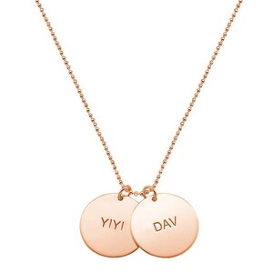 Name disc 3/4&quot; disc nameplate necklace - personalize rose gold nameplate necklace in 18k rose gold plated 925 sterling silver NICKEL FREE