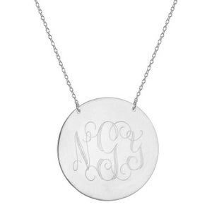 Gegraveerde 1&quot; Monogram ketting - personaliseer zilveren monogram ketting in 925 sterling zilver NIKKELVRIJ