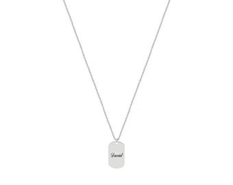 Super Cute mini dog tag Necklace, Any Fonts, Personalized Jewelry, Initial Silver Necklace, 1/2&quot; tag, 925 Sterling Silver NICKEL FREE