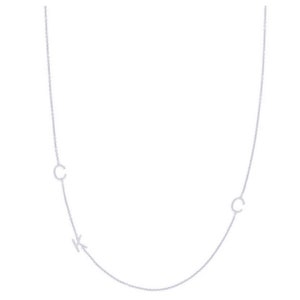 Personalize Sideways initial Two Sides necklace 3/8&quot; any three initials handmade pendant in 925 sterling silver NICKEL FREE