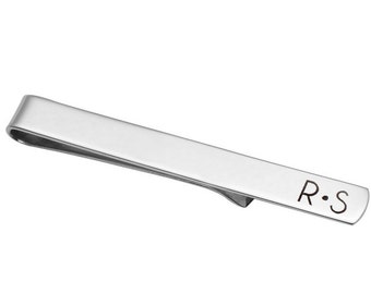 Personalized Tie Clip in 925 Sterling Silver, Custom Engraved Roman Numerals, Numbers, letters or Latitude, Longitude Coordinate NICKEL FREE