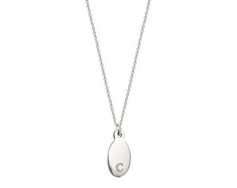 Personalized Mini Oval Tag Necklace - Engravable necklace in 925 sterling silver NICKEL FREE