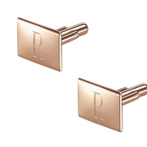 Initial Cufflinks, 18k Rose gold plated 925 Sterling Silver Personalized Cufflinks, Cuff Links Personalized, Groom Cufflinks, NICKEL FREE