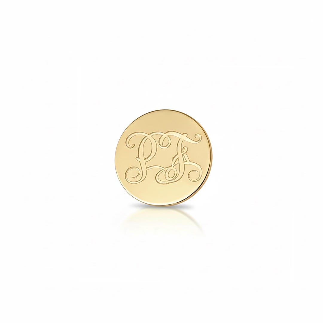 Easy-secure Clasp Customizable Initials Disc Monogram Pin Brooch in ...