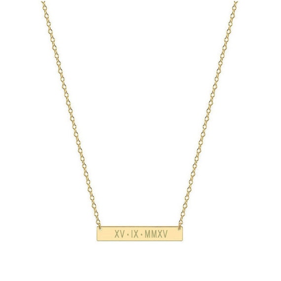 Horizontal Bar Roman Numerals Atlas Necklace Inch Name Bar