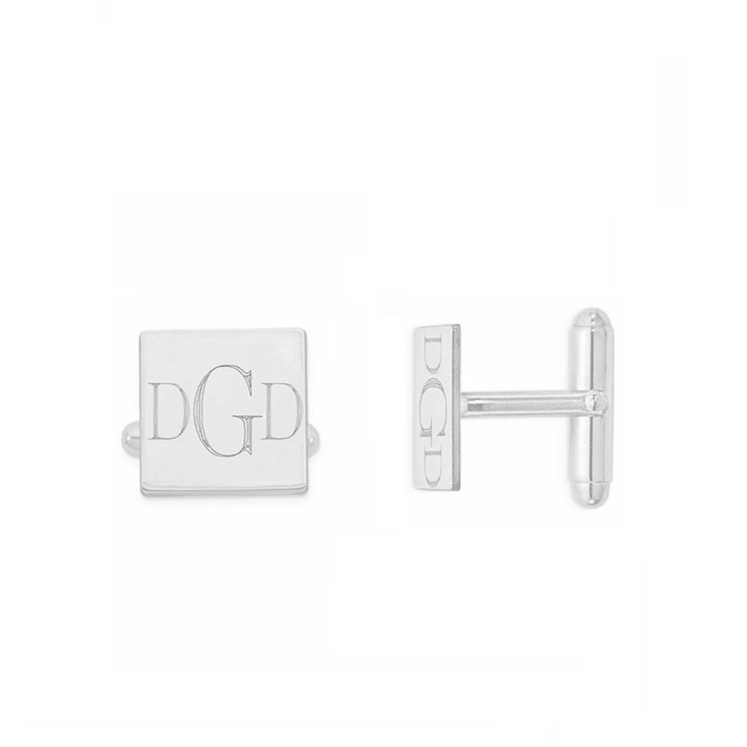 Monogram 925 Sterling Silver Cufflinks, Personalized Cufflinks, Custom Engraved Wedding