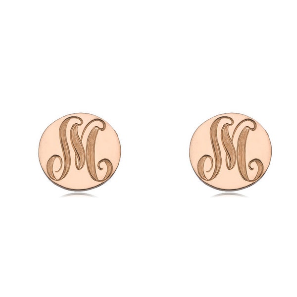 Initial earrings, alphabet earrings, letter earrings, 18k rose gold plated 925 sterling silver personalized stud earrings NICKEL FREE