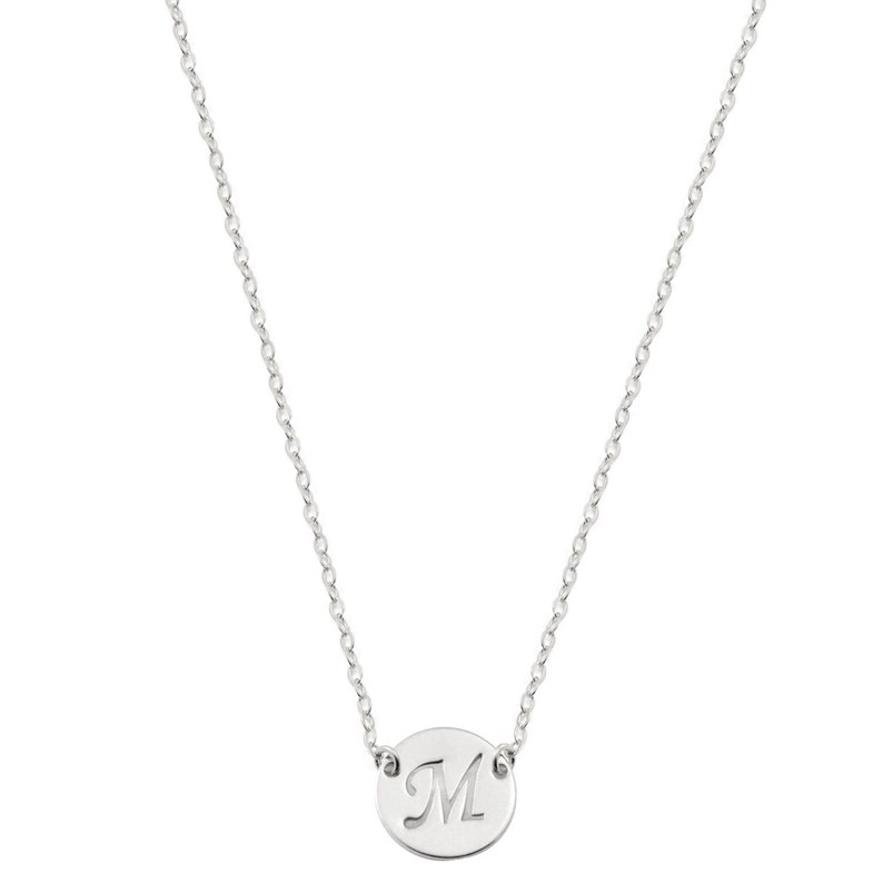 14k Solid White Gold Initial Necklace Gold Disc Necklace Etsy