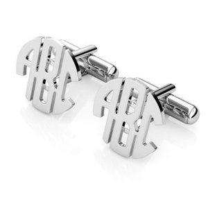 Block Monogram 925 Sterling Silver Cufflinks, Personalized Cufflinks, Custom Engraved Wedding Cufflinks, NICKEL FREE