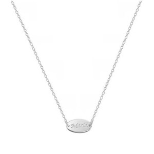 Super Cute mini Oval tag Necklace, Any Fonts, Personalized Jewelry, Initial Silver Necklace, 5/8&quot; tag, 925 Sterling Silver NICKEL FREE