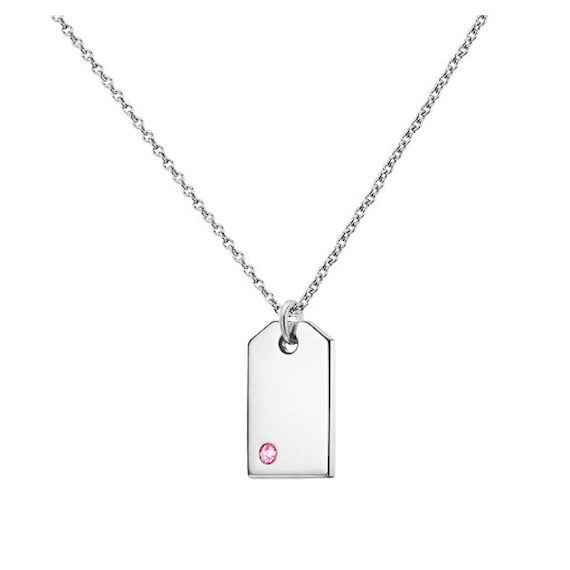 Mini Dog Tag Pendant Necklace in 925 Sterling Silver Birthstone Necklace Birthstone Tag Pendant With Birthstone NICKEL FREE Etsy UK