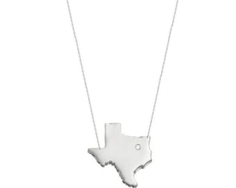 Diamond accent Necklace, State Charm Necklace, State Jewelry, States Pendant necklace 925 sterling silver NICKEL FREE