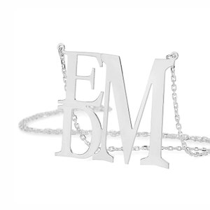 Three initials silver personalized monogram necklace in 925 sterling silver, Initial Pendant,  Custom Made Pendant NICKEL FREE