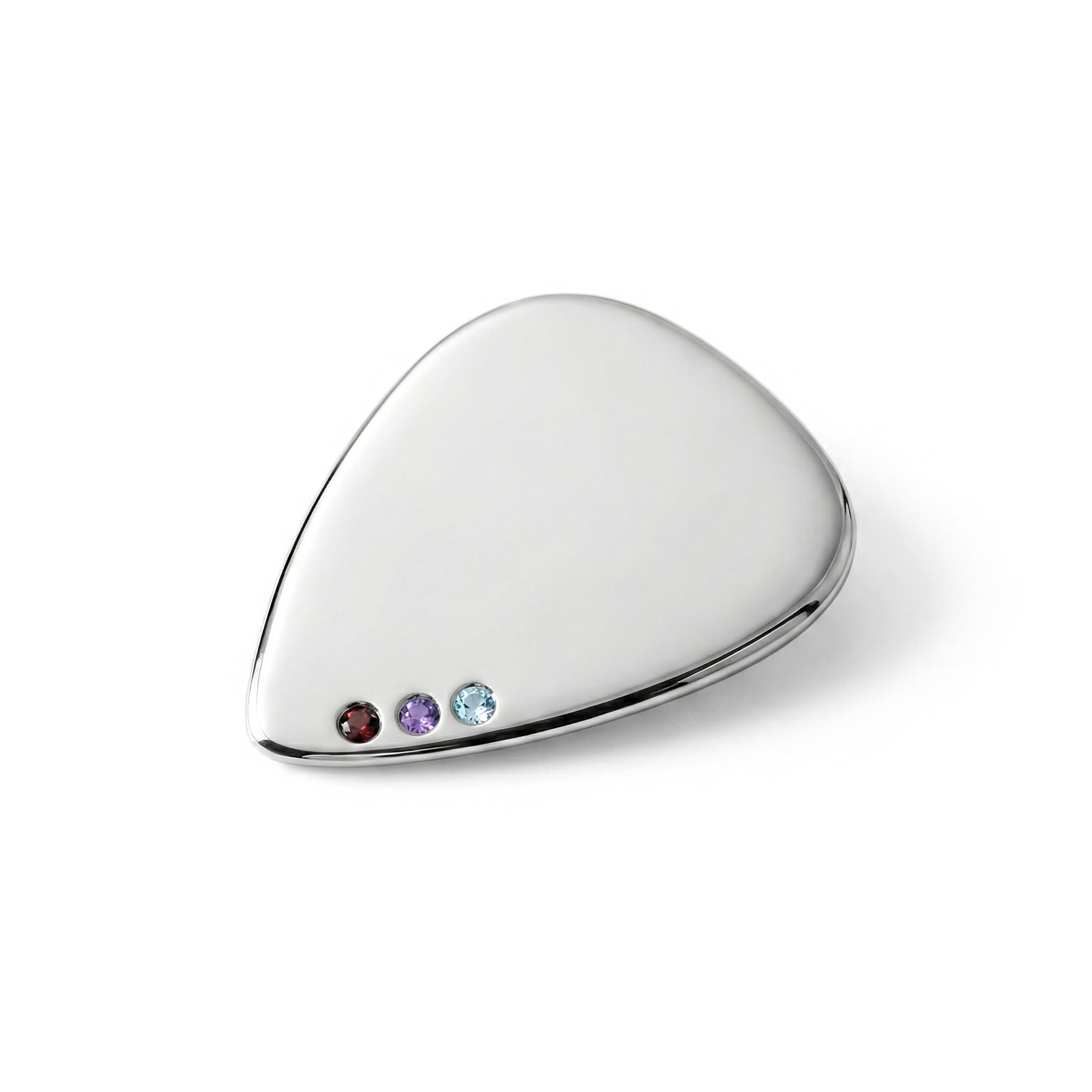 Personalized Birthstones Guitar Pick In 925 Sterling Silver Custom Up to 7 Birthstones
