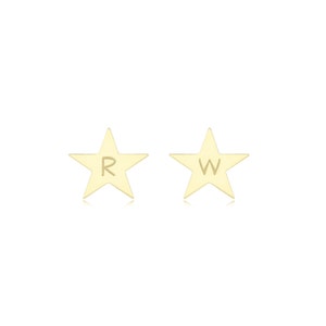 Tiny Initial earrings, alphabet earrings, personalized earrings, 18k yellow gold plated 925 sterling silver stud earrings NICKEL FREE