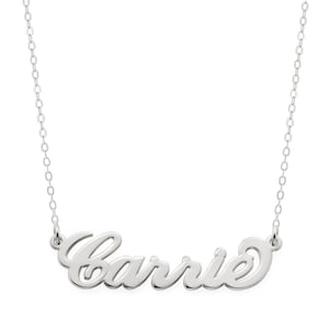 Custom Made Carrie Style Nameplate Necklace select any name to Personalize in 925 Sterling Silver NICKEL FREE