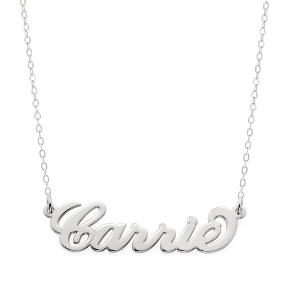 PERSONALIZED STERLING SILVER ANY NAME PLATE NECKLACE  CARRIE STYLE US SELLER