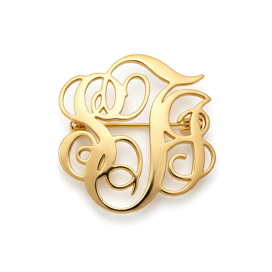 Personalized Interlocking Monogram Pin Brooch in 925 Sterling Silver ...