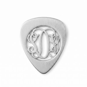 Custom Interlocking Script Monogram Jewelry - Personalized Sterling Silver Guitar Pick - Nickel Free Cut Out Music Gift for Husband or Dad image 6