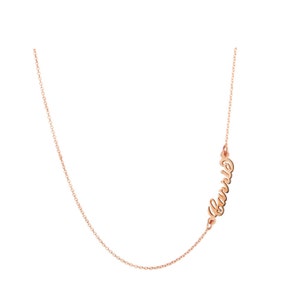 Sterling silver Carrie style Sideways necklace off centered celibrity pendant on 18k rose gold plated 925 sterling silver NICKEL FREE