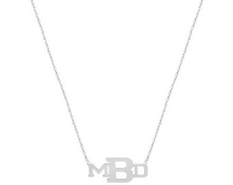 Nameplate necklace - 3 initials silver personalized monogram necklace in 925 sterling silver - Great Gifts, Initial Pendant, NICKEL FREE