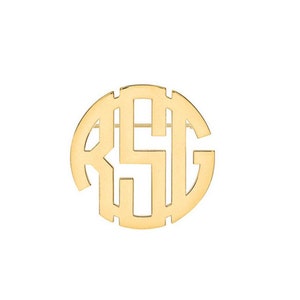 Initials Block monogram Brooch - 1 inch to 3 inches 3 initials monogram Brooch in 18k yellowgold plated 925 sterling silver NICKEL FREE