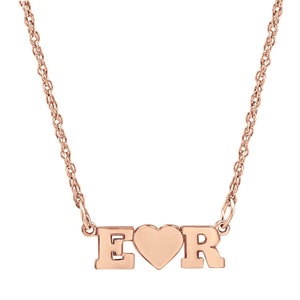 Custom Made Nameplate Necklace select any two letters to Personalize in 18k Rose Gold plated 925 Sterling Silver NICKEL FREE