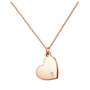 Heart Pendant Necklace in 18k Rose Gold Plated 925 Sterling Silver, Birthstone heart pendant with birthstone NICKEL FREE
